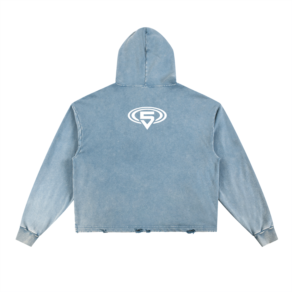 Vintage Wash Frayed Hoodie
