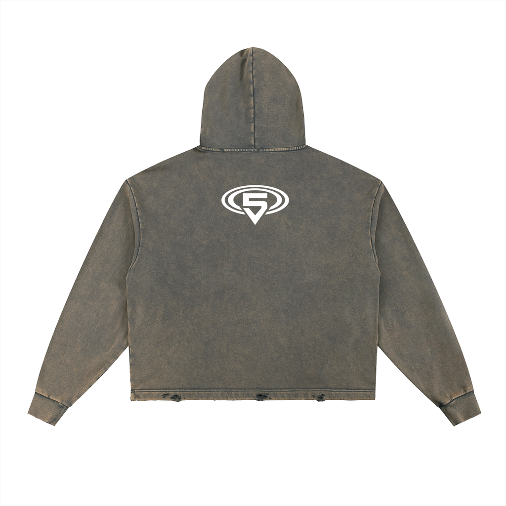 Vintage Wash Frayed Hoodie