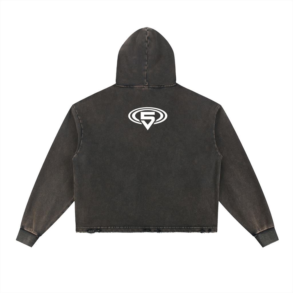 Vintage Wash Frayed Hoodie